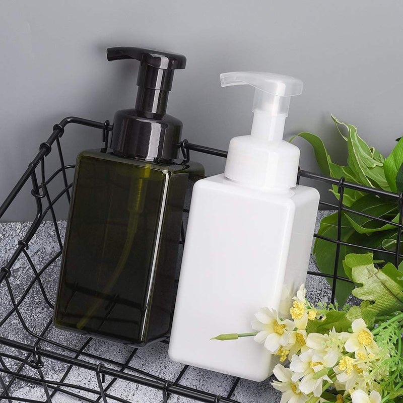 UUJOLY Foaming Soap Dispenser, 450ml (15oz) Refillable Pump Bottle Plastic for Liquid Soap, Shampoo, Body Wash (2 Pcs) (Green) - Image 5